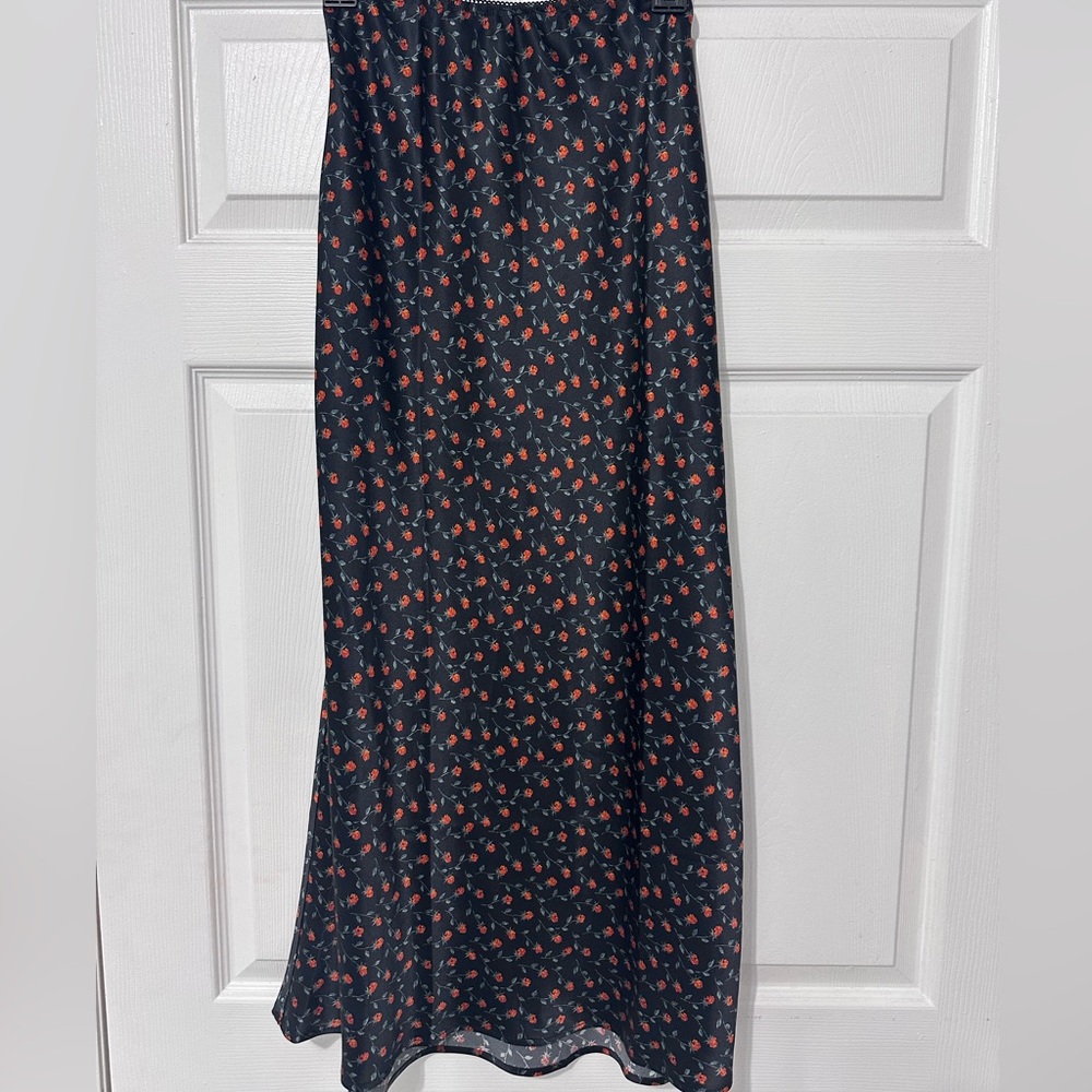 Reformation Black and Red Maxi A-Line Skirt